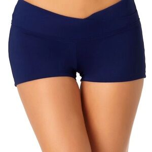 Anne Cole Live In Color Twist Front Swim Boy Short - Navy